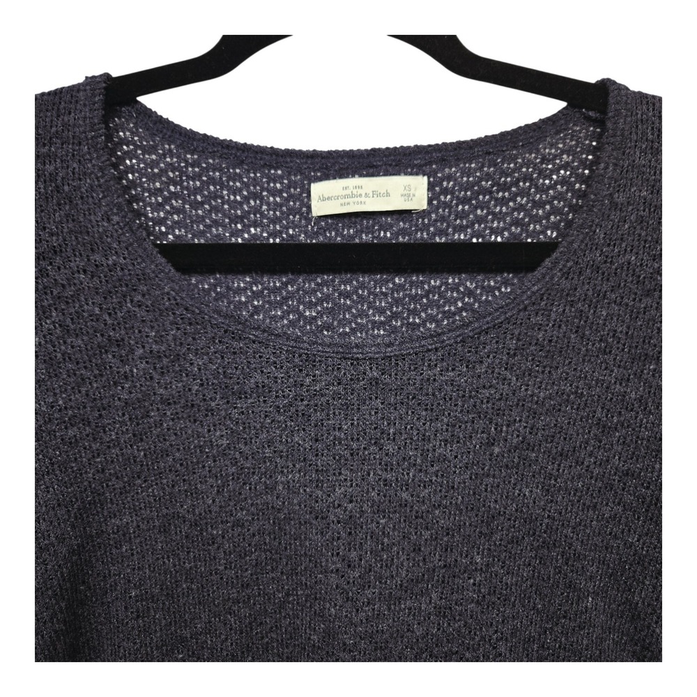 Abercrombie & Fitch Womens XS Open Knit Cropped Sweater Navy Blue USA Made